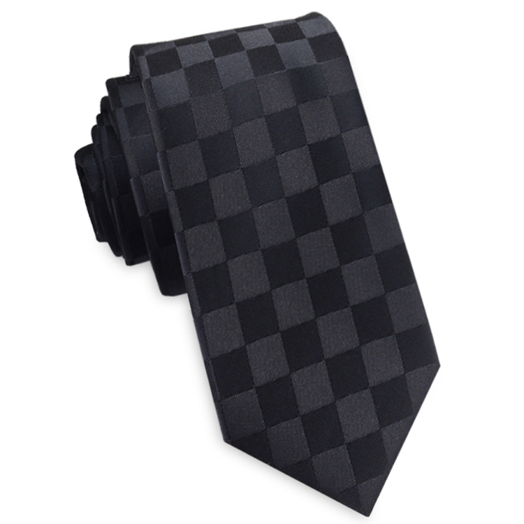 Black on Black Check Skinny Tie | Texture Ties